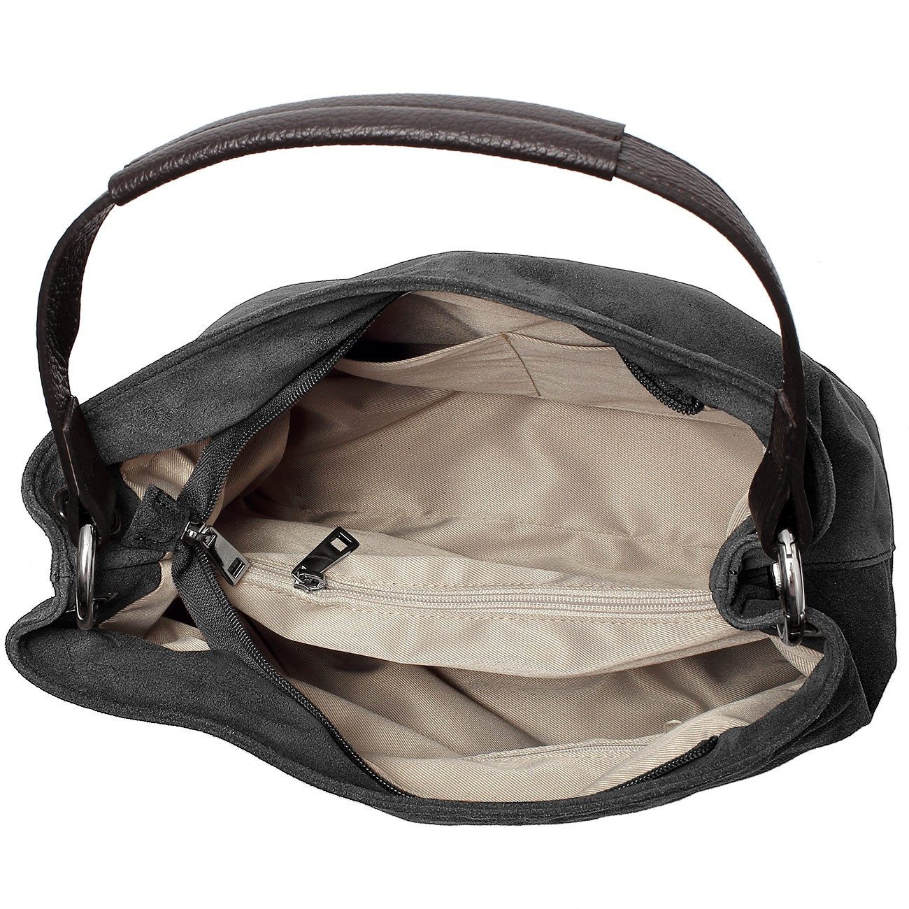 Caspar Schultertasche Damen Veloursleder Handtasche Klassisch - PREMIUM LIN günstig online kaufen