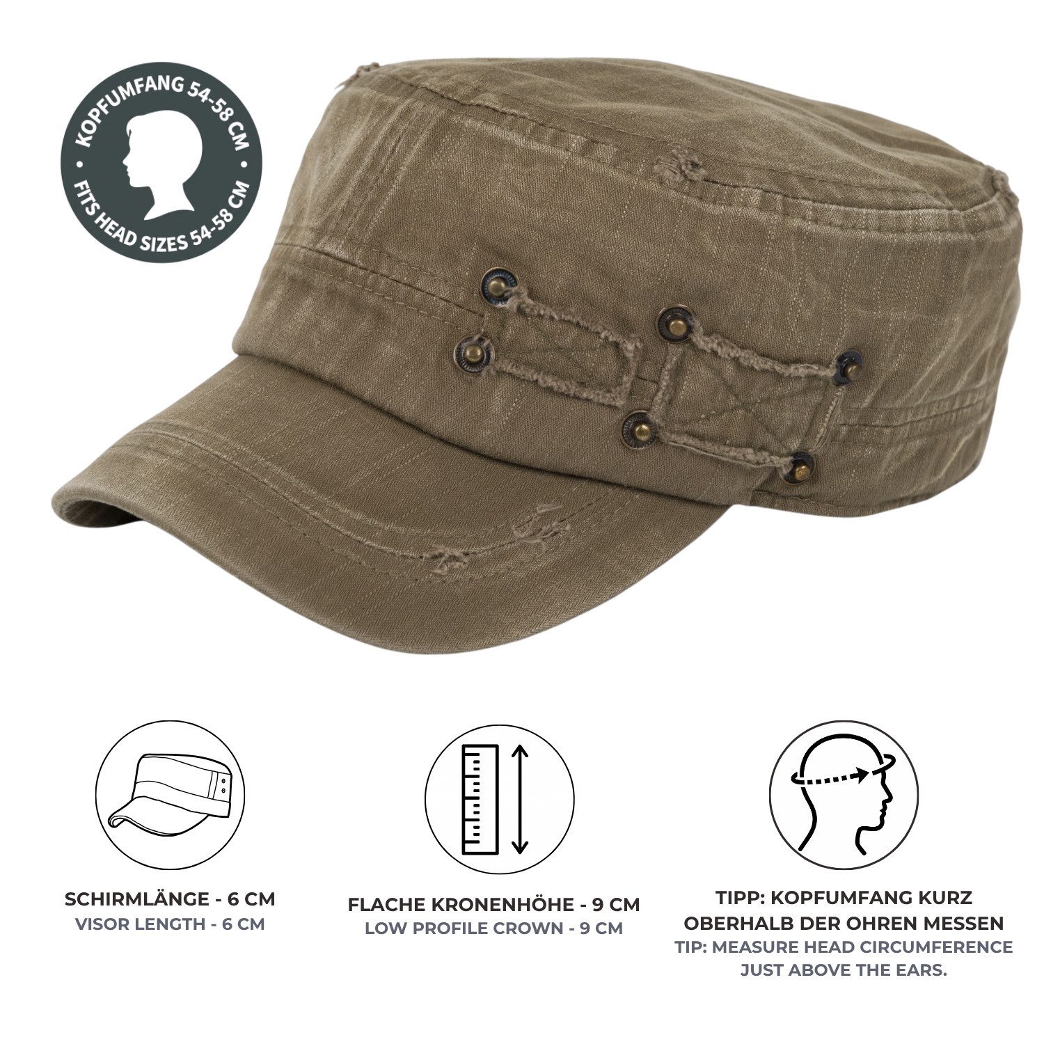 styleBREAKER Army Cap Military Cap Destroyed Used Look (1-St)