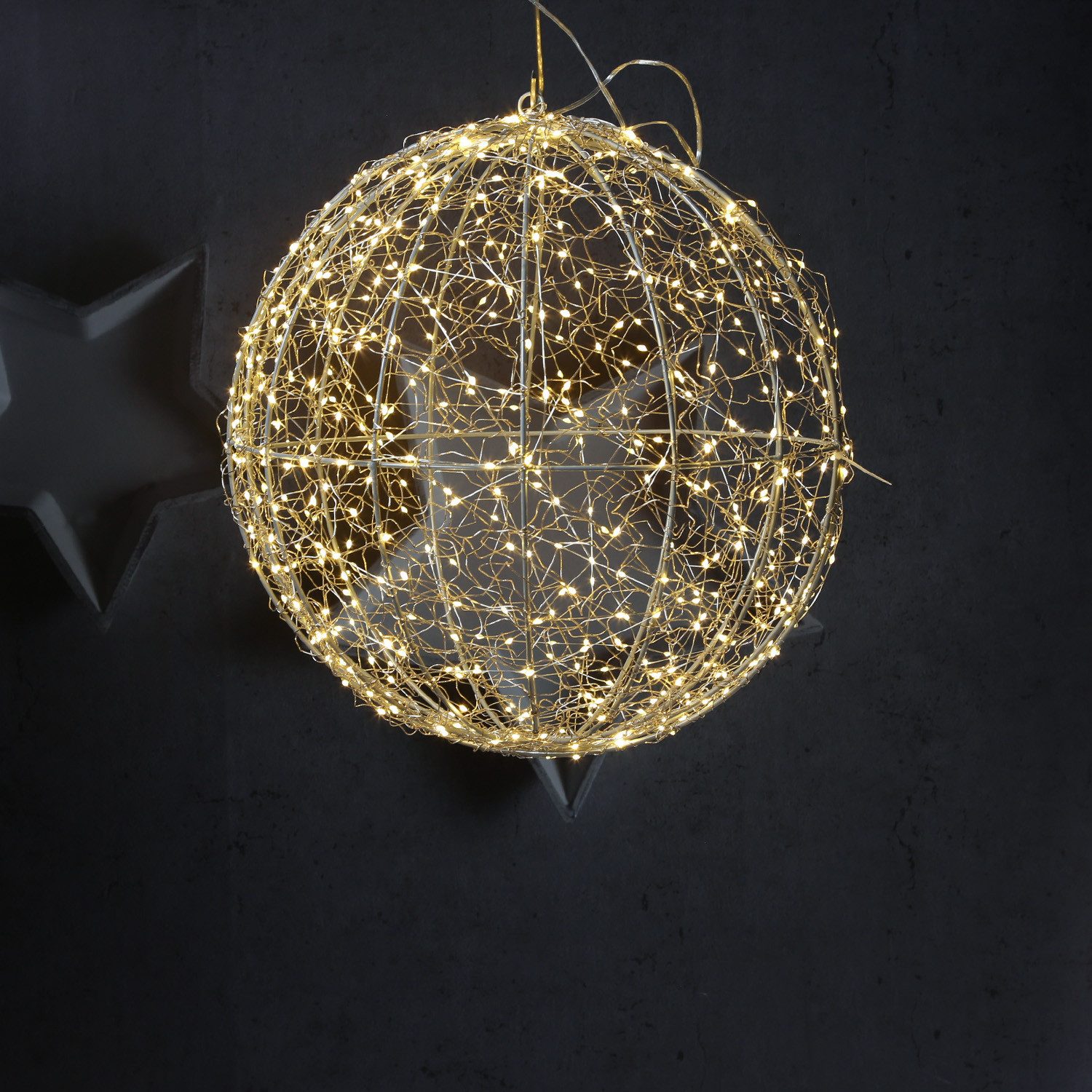 Seasonals LED Kugelleuchte LED Drahtkugel Leuchtkugel 40cm 600LED Lichtkugel für Innen Außen, LED Classic, warmweiß (2100K bis 3000K)