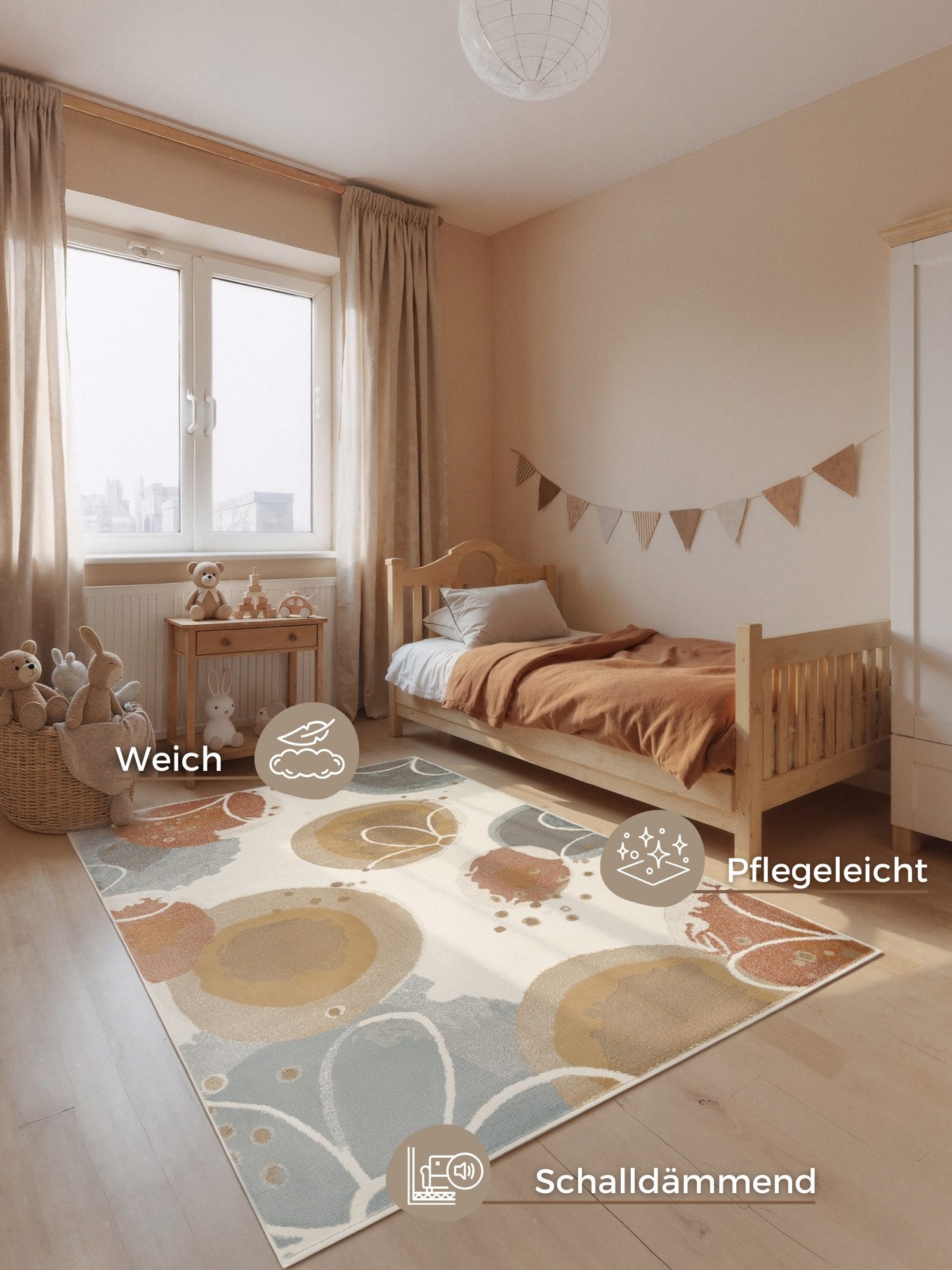 HANSE Home Kinderteppich Marigold, rechteckig, Höhe: 10 mm, Pflegeleicht, Weich, Kinderzimmer, Spielteppich, Spielunterlage