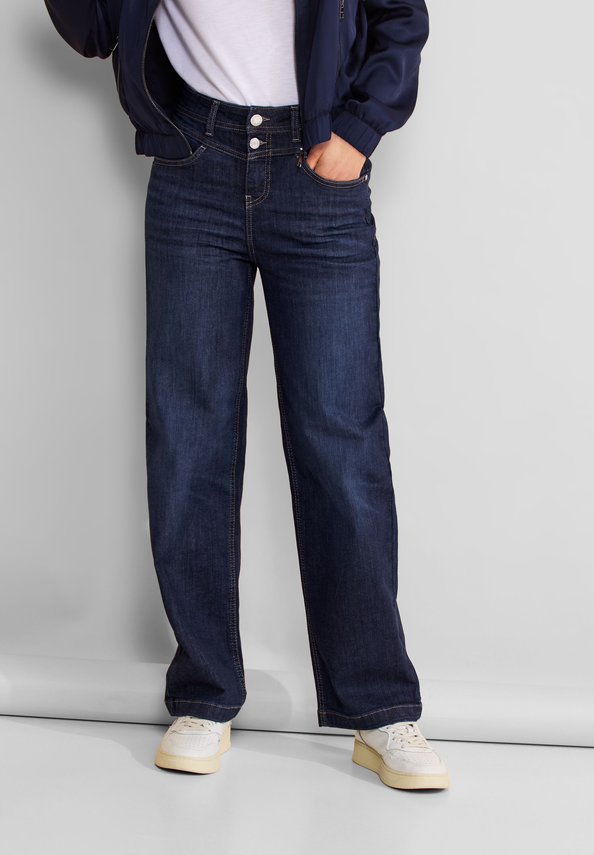 STREET ONE High-waist-Jeans mit Doppel-Knopfverschluss