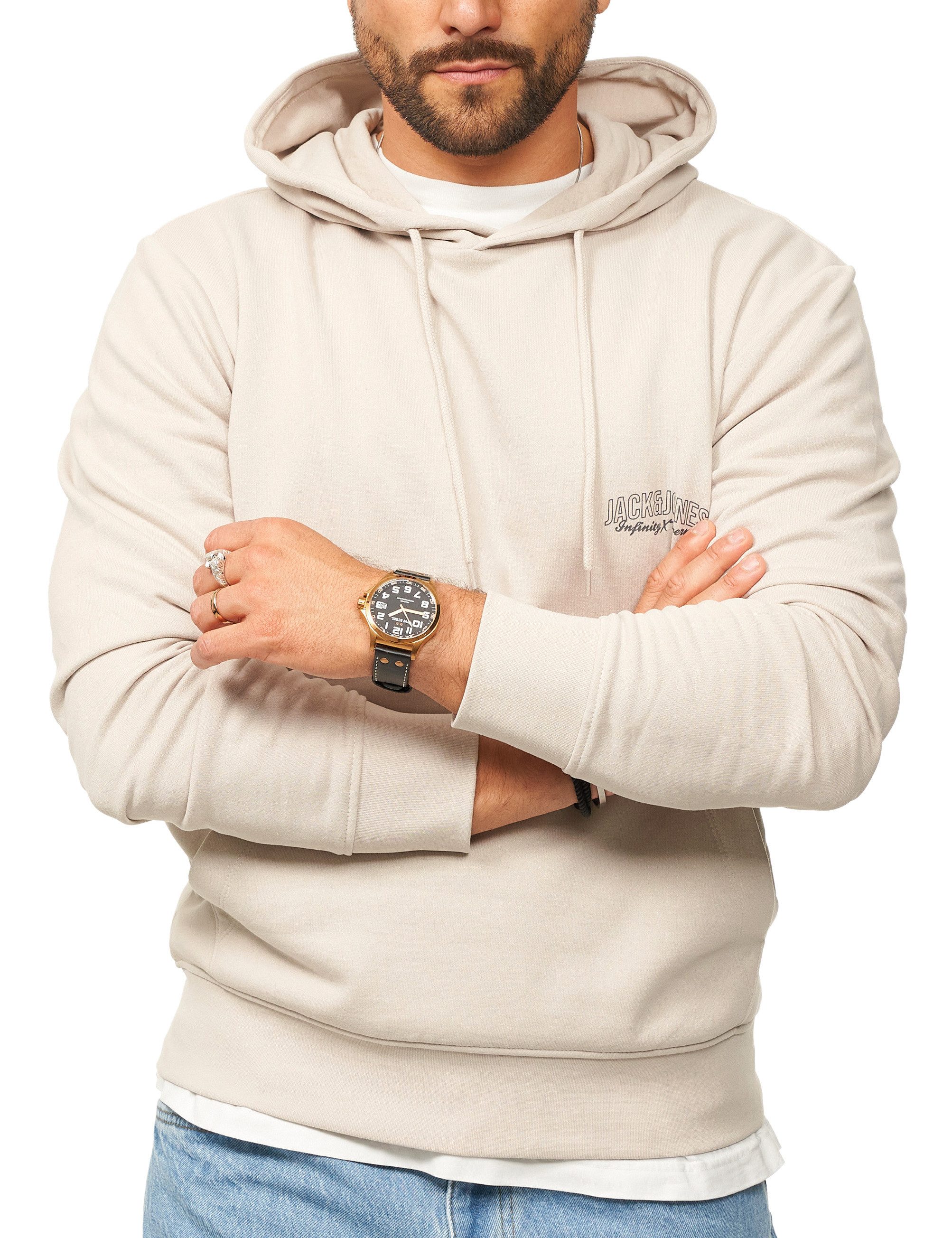 Jack & Jones Hoodie Kapuzenpullover Sweatshirt Kapuzensweatshirt Herren Pullover mit Logopatch und Kapuze im Regular Fit