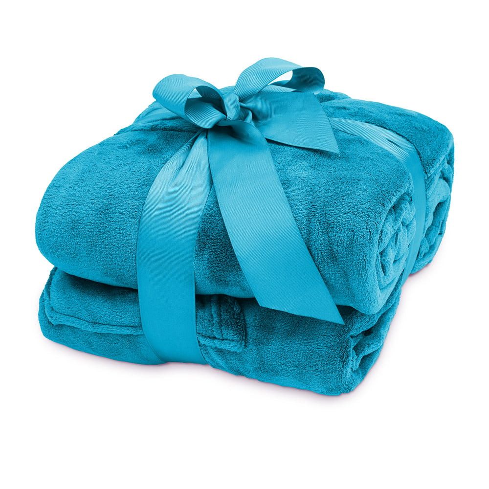 Wohndecke aus weichem Coral Fleece, Lumaland, mit Handytasche & Fußtasche 170x200x50