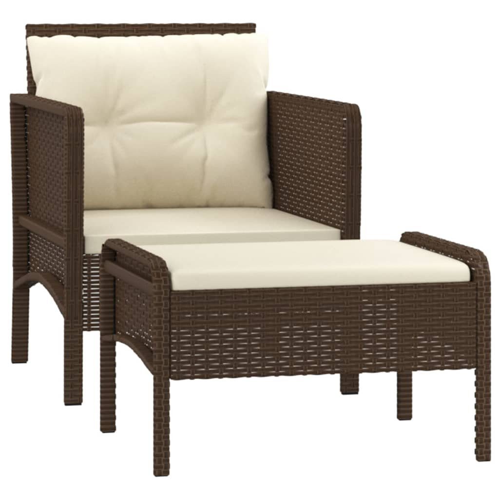 Poly Gartenlounge-Set vidaXL Kissen 2-tlg. mit Braun (1-tlg) Rattan, Garten-Lounge-Set