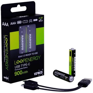 Verico Li-Ion USB-C® Micro AAA-Akku 1.5V 900mWh 600mAh Akku