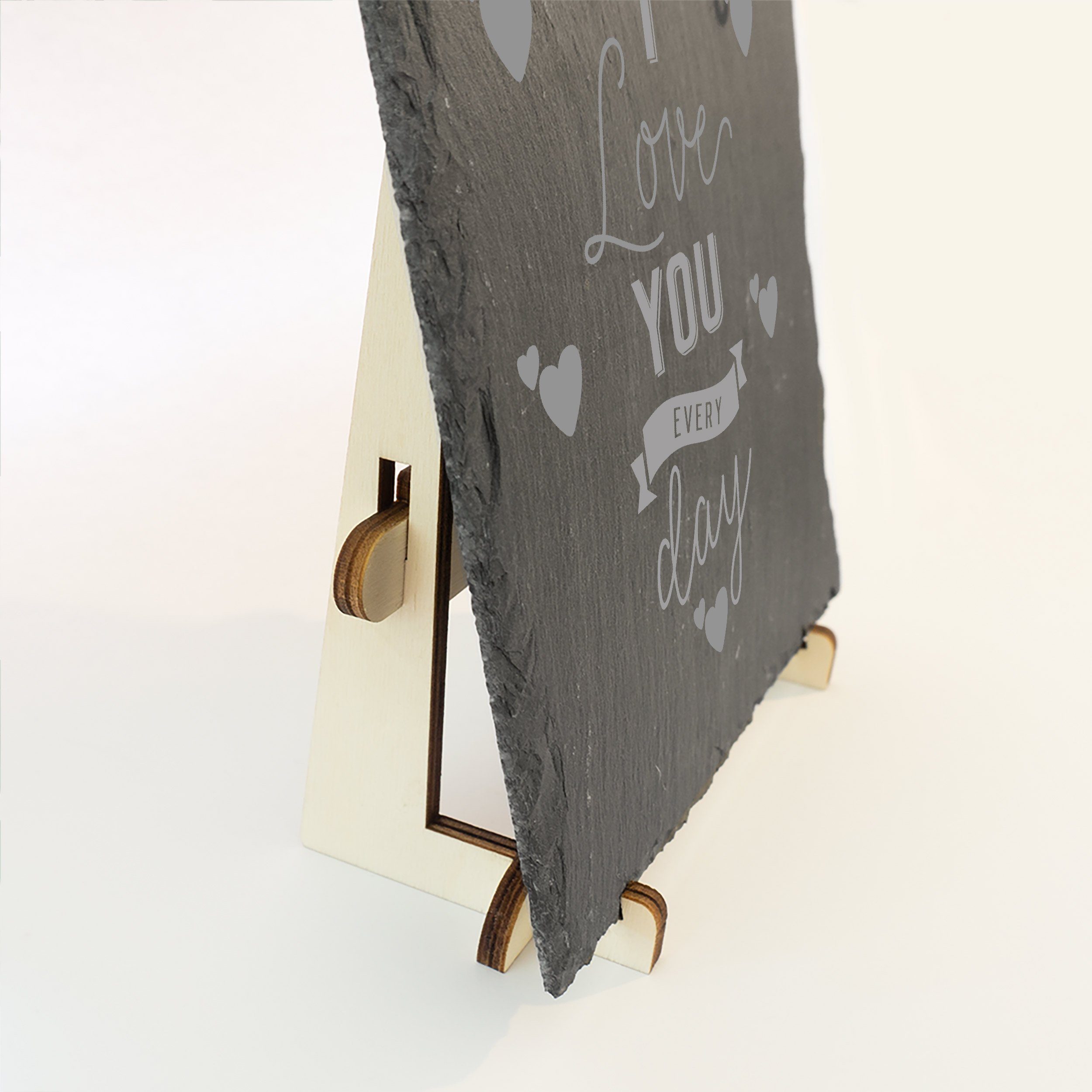 Namofactur Wanddekoobjekt "I Love You Liebe Valentinstag Geschenke, Every Geburtstag, Day" zum Holz Schiefertafel mit Hochzeitstag, Jahrestag, Liebesgeschenk Gestell