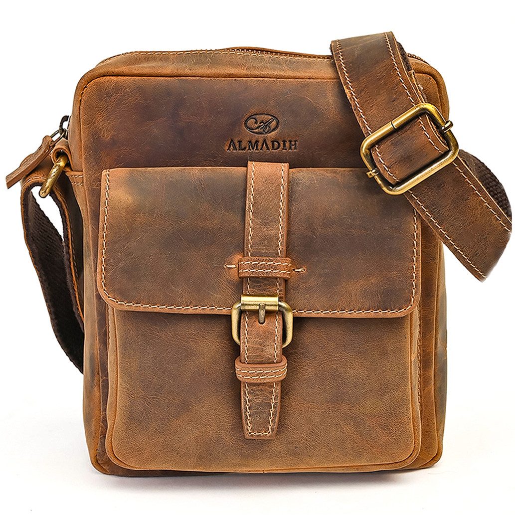 ALMADIH Umhängetasche Leder Herren MARC 8.3 Zoll iPad Mini & Tablet Kompakte Ledertasche.
