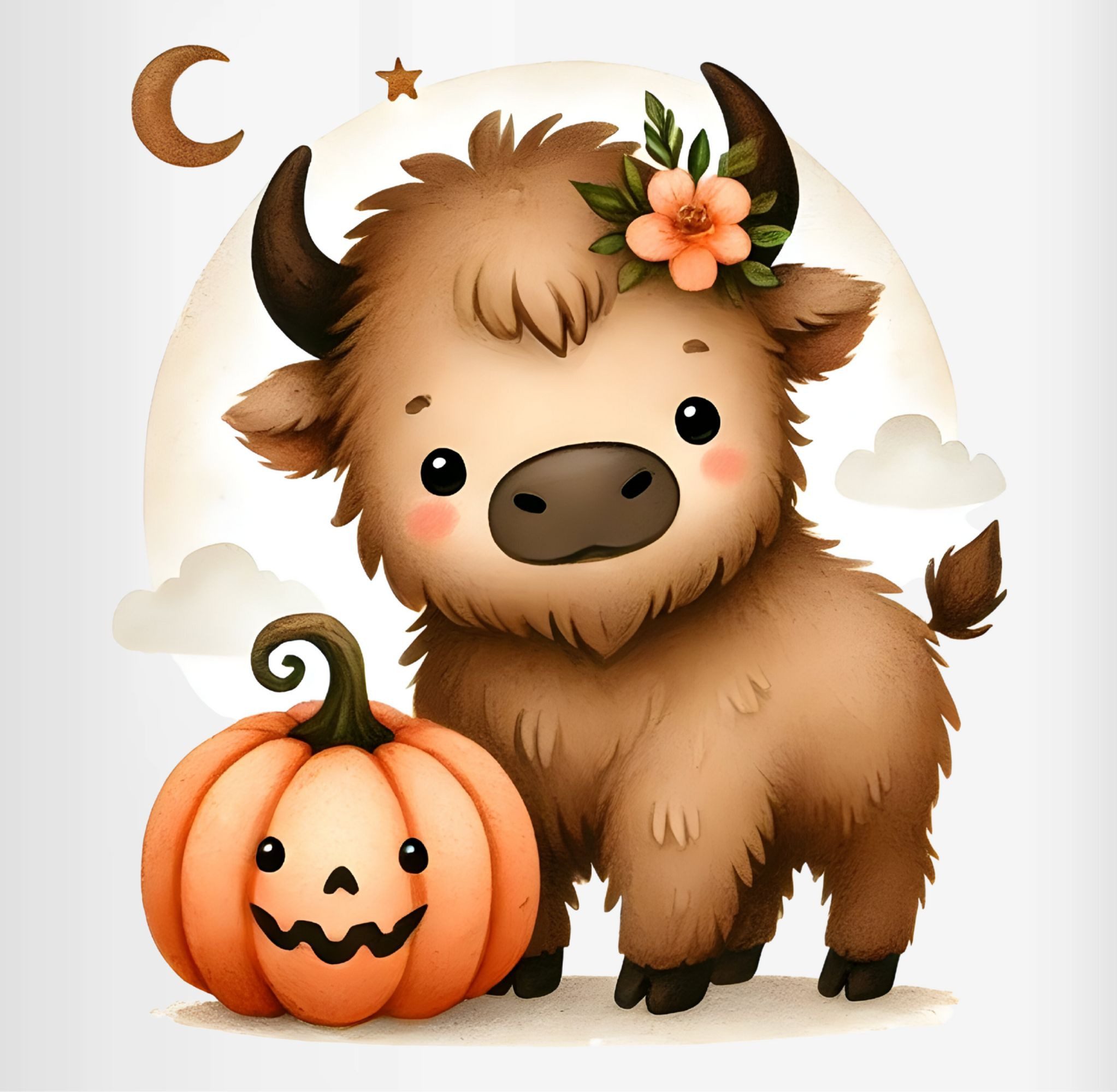 Shirtracer Tasse Süßer Bison mit Kürbis, Herbstliches Baby und Kinder Motiv, Niedlich, Keramik, Halloween Tassen