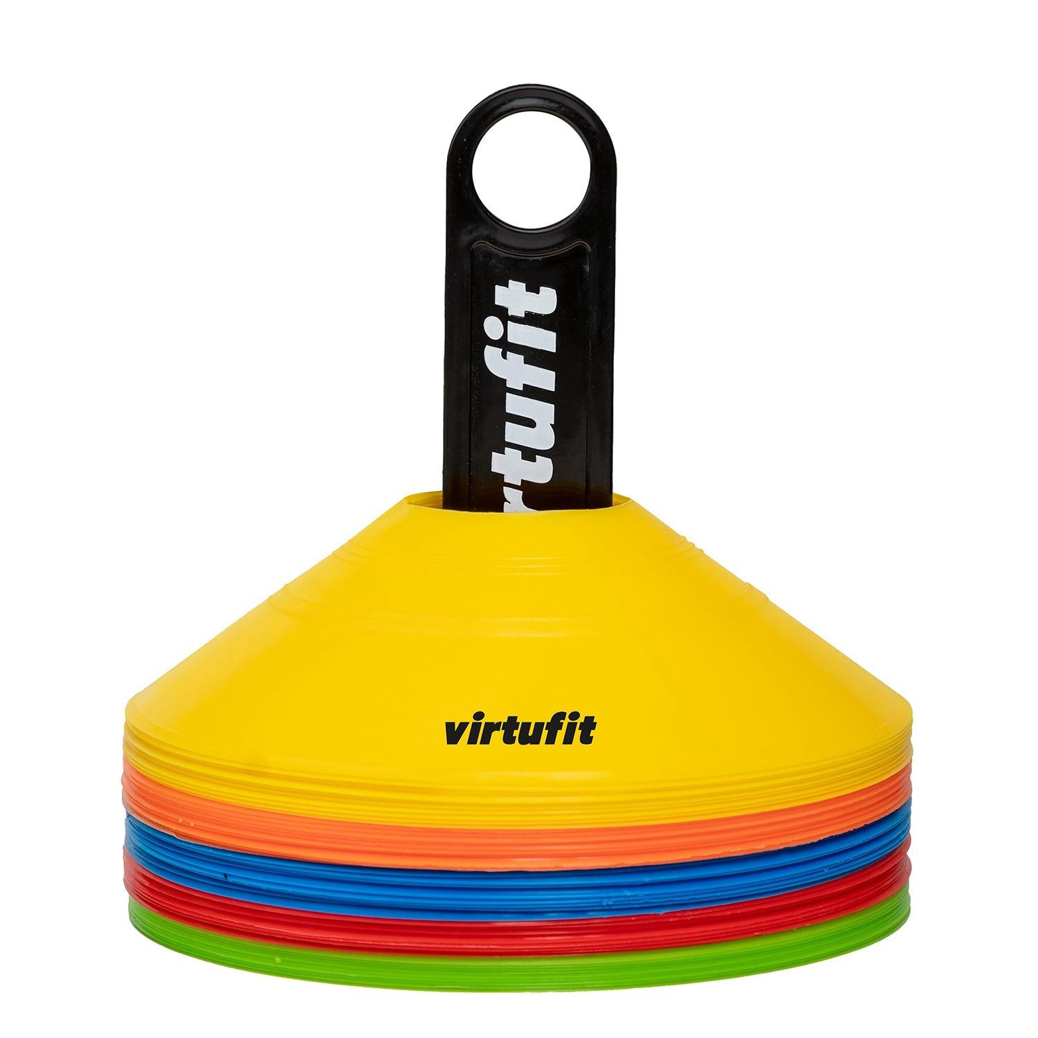 VirtuFit Markierungshütchen VirtuFit Trainingspionnen Set 50 Stk. inkl. Halter - 5 Farben, flexibe