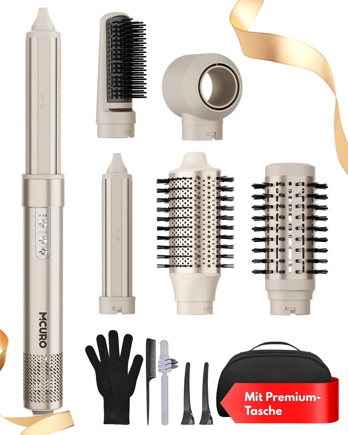 MCURO Warmluftbürste 6-in-1 Haarstyler & Haartrockner 110,000 U/min,Kein Hitzeschaden, Airstyler mit 32mm automatischer Lockenstab,One-Step Volumiser