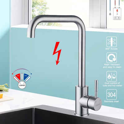 Lonheo Spültischarmatur 360° Niederdruck Küchenarmatur Wasserhahn Einhand Mischbatterie mit 3 Anschlussschläuchen