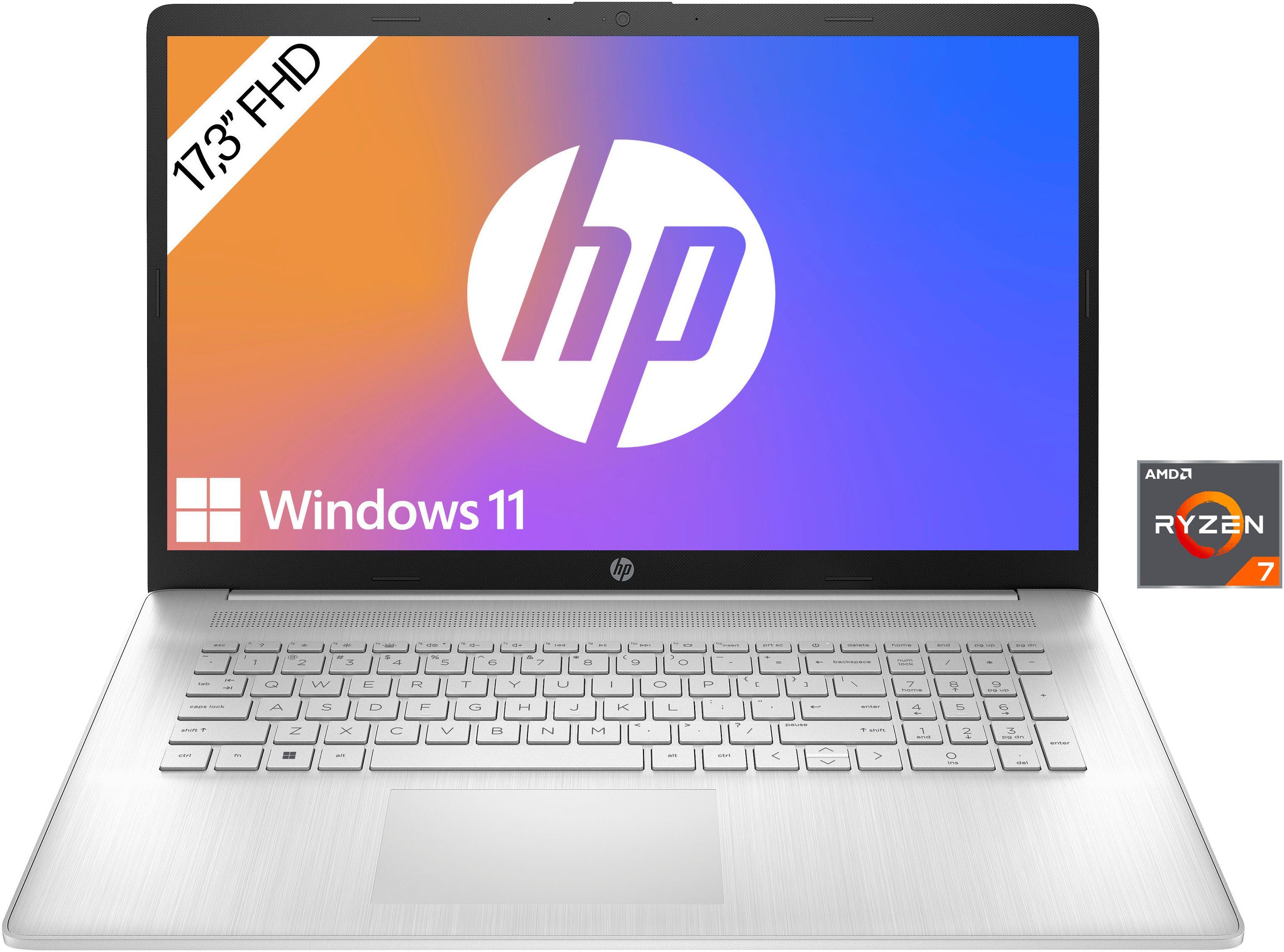 HP 17-cp0271ng Notebook (43,9 cm/17,3 Zoll, AMD Ryzen 7 5700U, Radeon ...