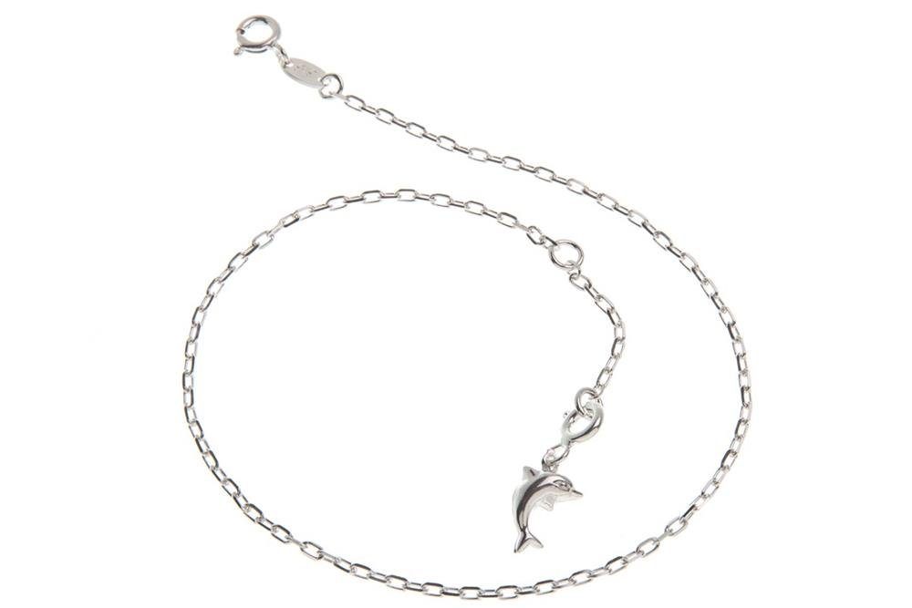 Silberkettenstore Fußkette Fußkette Anker 1,7mm mit Delphin - 925 Silber, Länge wählbar