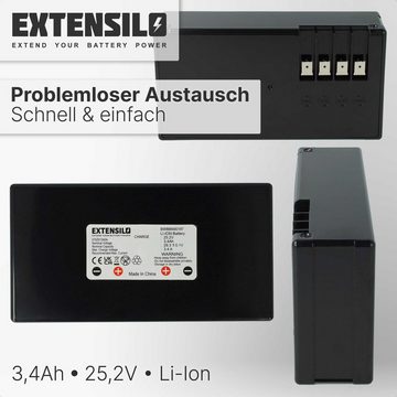 Extensilo kompatibel mit Stiga Autoclip 291860, 291859, 228s, 291856, 45085, Akku Li-Ion 3400 mAh (25,2 V)