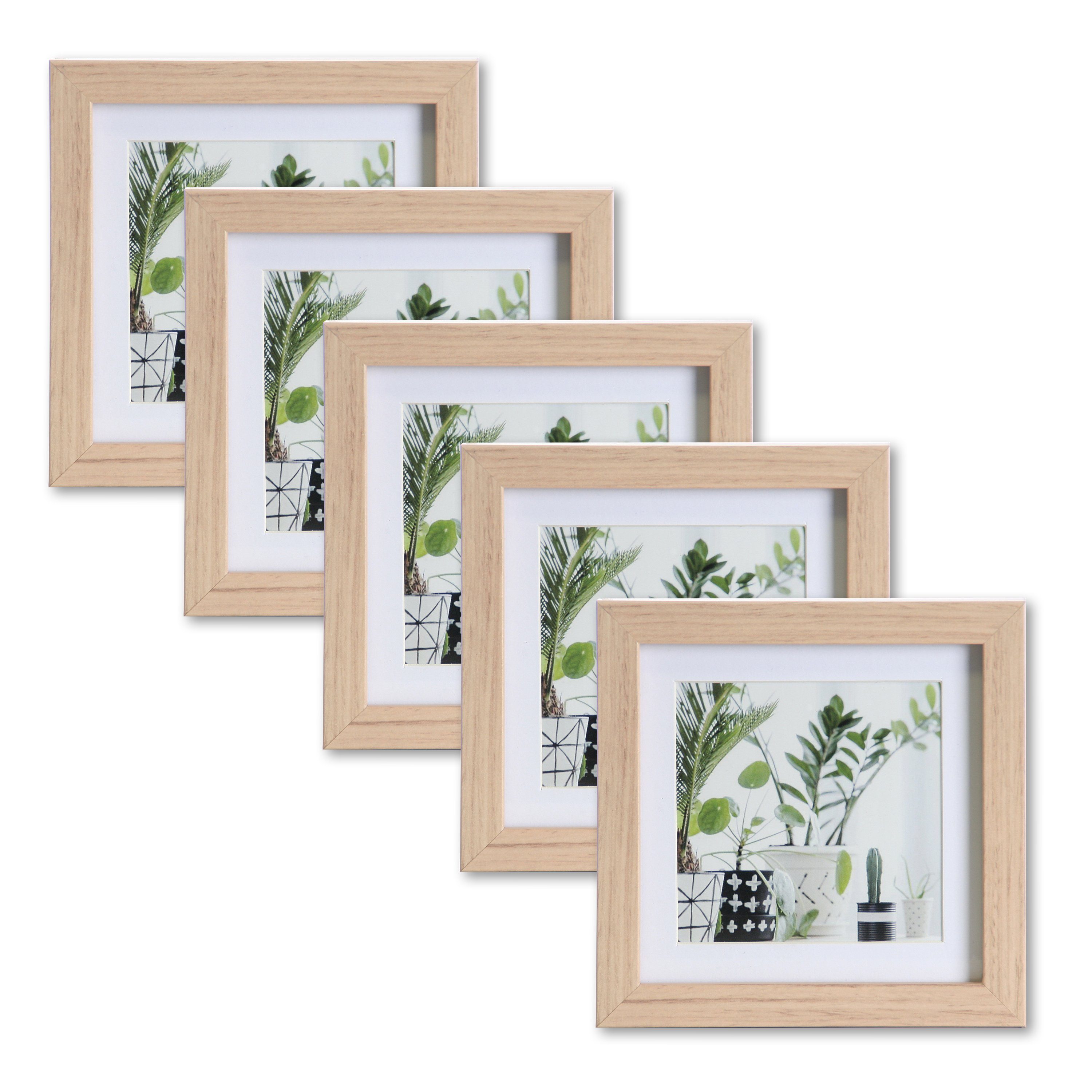 Wackadoo Living Bilderrahmen-Set the Frame Bilderrahmen mit Passepartout, (5er Set), FSC Holz Ahorn