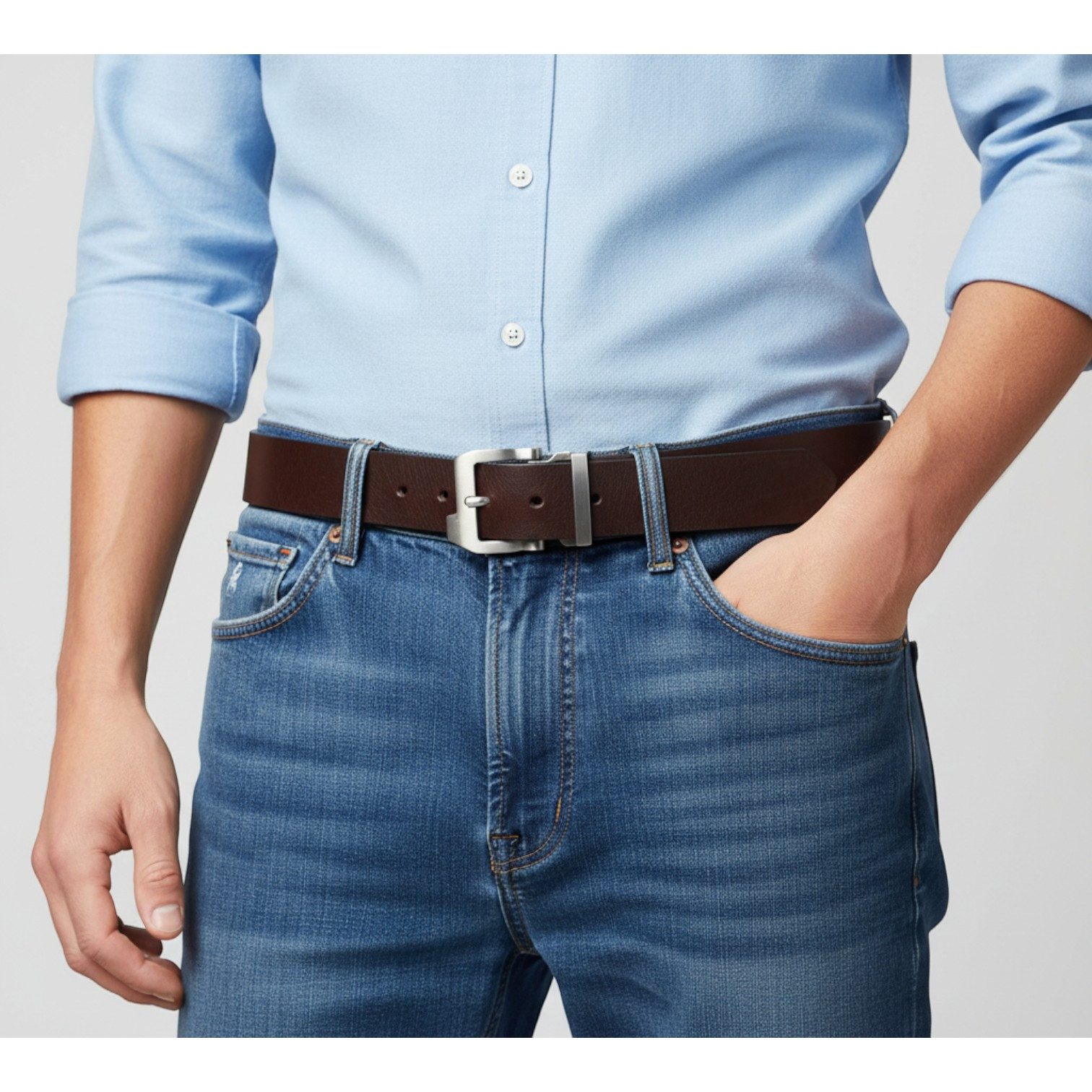 FRONHOFER Hüftgürtel Herren Sattelleder (1-St) Edelstahlschnalle, für Jeans – Bild 3 von 5
