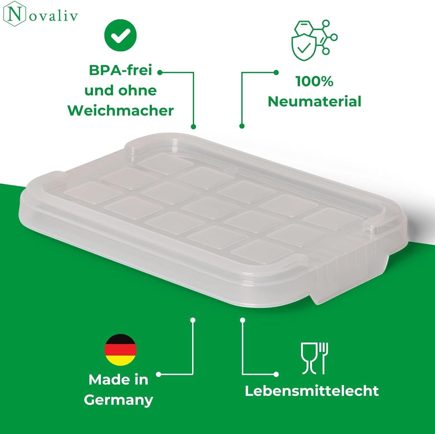 Novaliv Aufbewahrungsbox 30528-1 (1 St), Novaliv 1x Ersatzdeckel 2 Liter mit Clipverschluss 19x14 cm Transparen