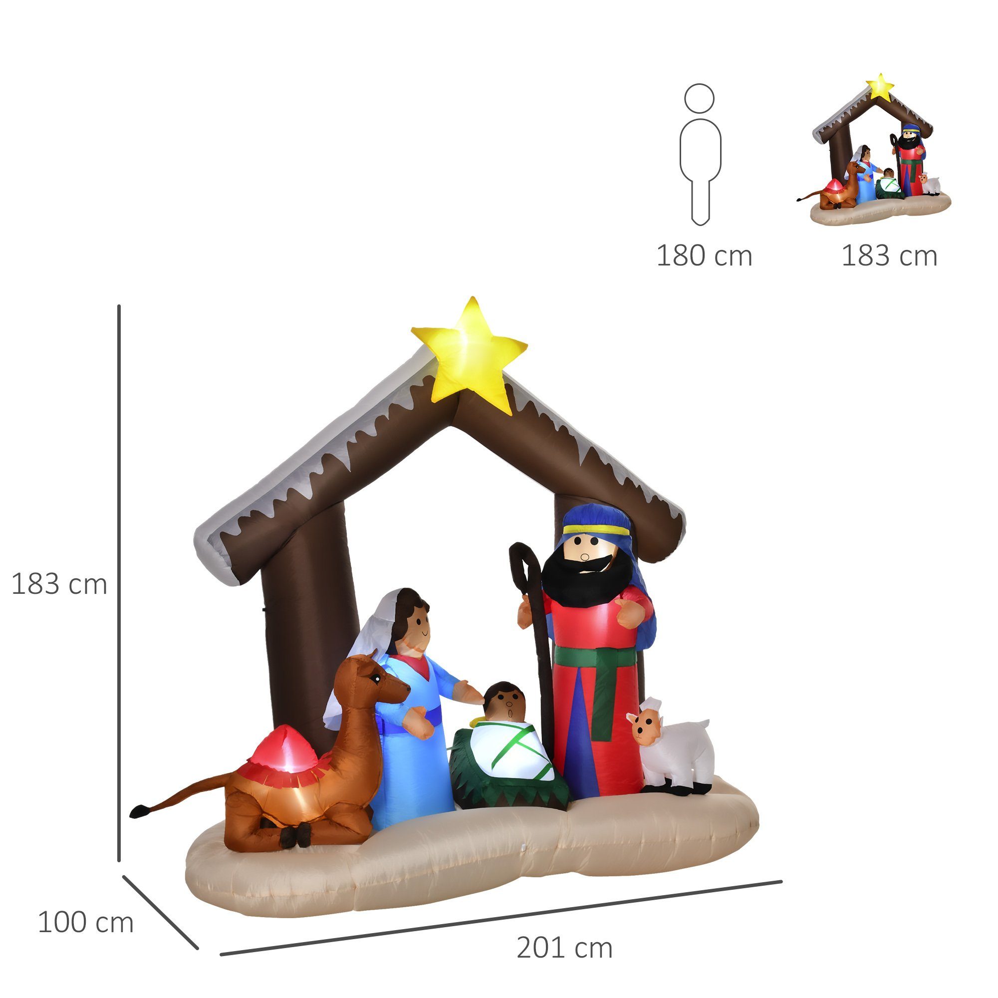 HOMCOM Weihnachtsfigur Aufblasbarer Weihnachtsbogen LED-Beleuchtung mit