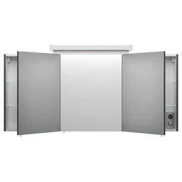 Lomadox Badmöbel-Set NEWLAND-02, (Spar-Set, 3-St), weiß Hochglanz Waschtisch Spiegelschrank Hochschrank 206/185/46,3 cm