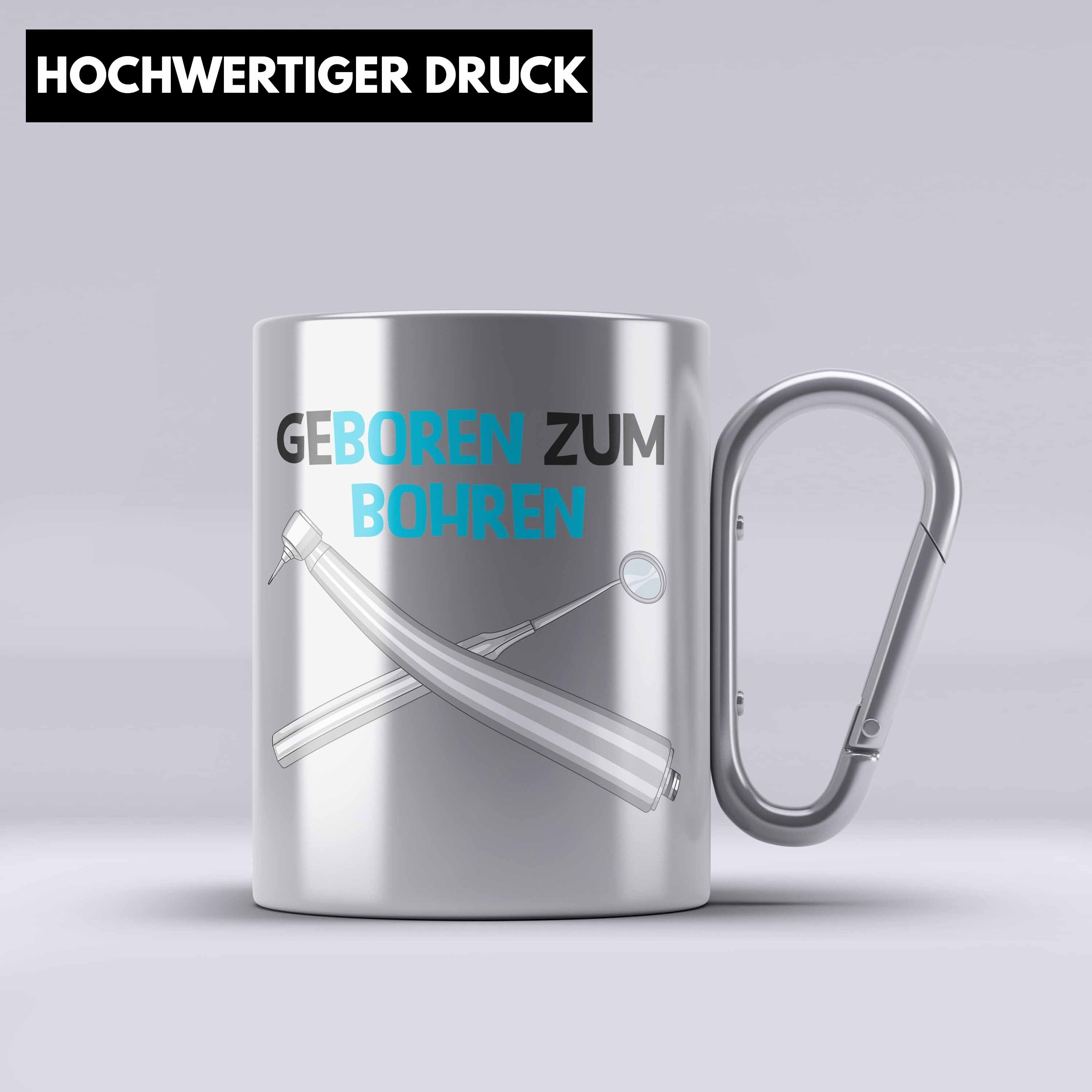 Thermotasse Silber Edelstahl Geschenk Spruch mit Trendation Tasse Zahnmedizinische Fachangestellte Z