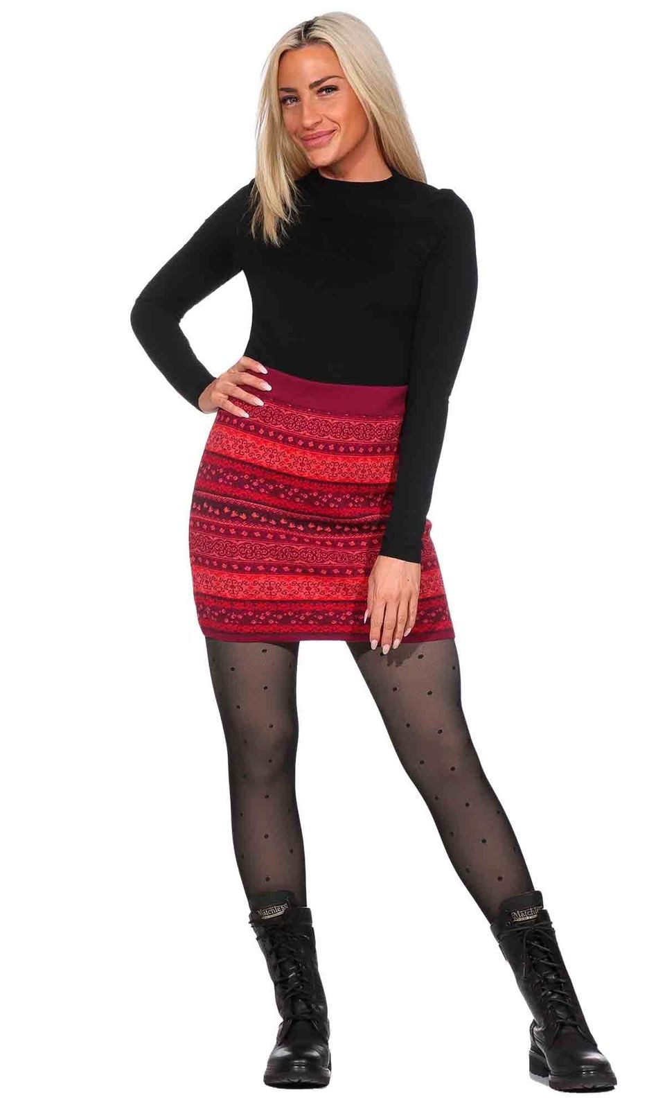 KUNST UND MAGIE Strickrock Strickrock Knielanger Rock aus Feinstrick Jaquar günstig online kaufen