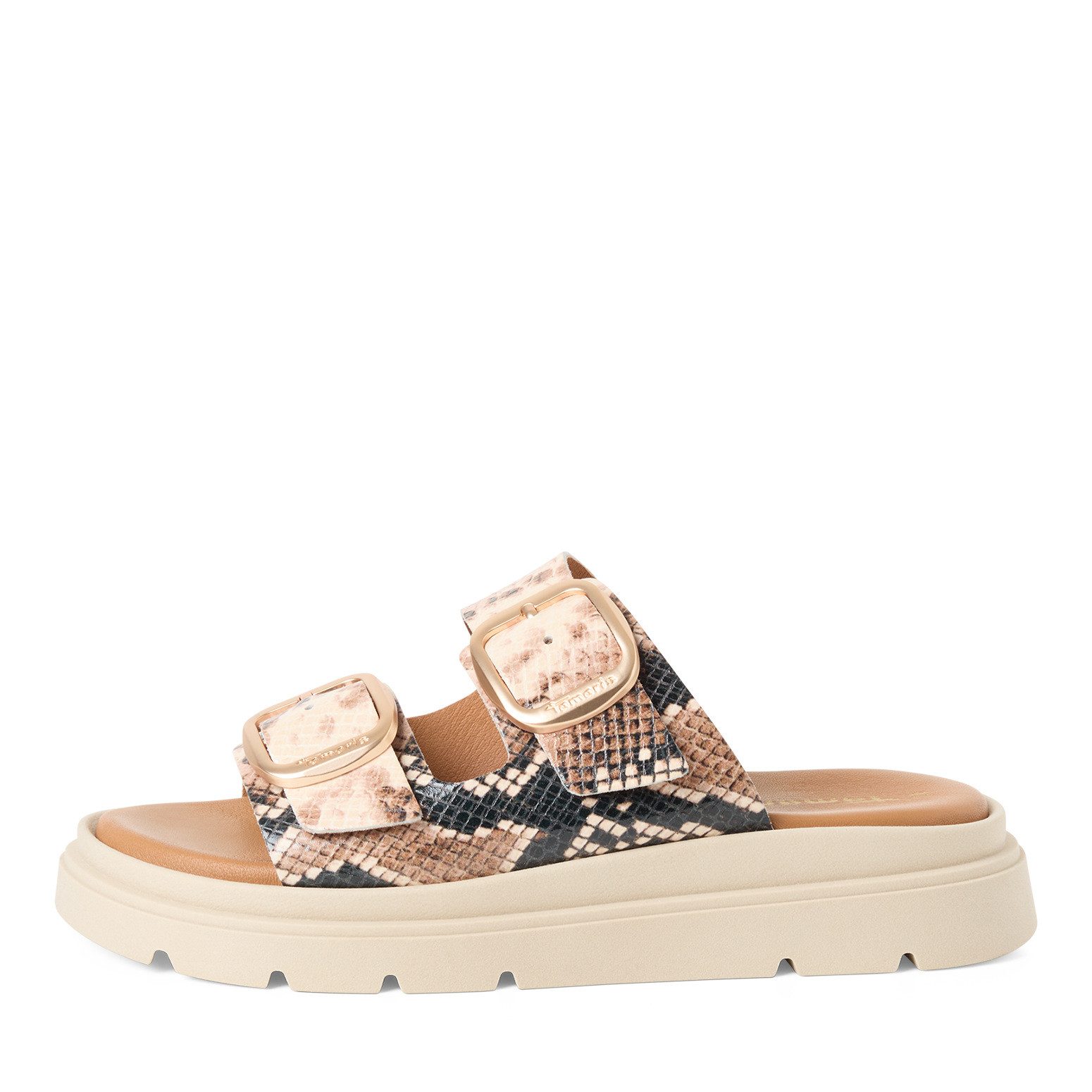 Tamaris Tamaris Damen Pantolette 1-27239-42-483 BEIGE SNAKE Pantolette