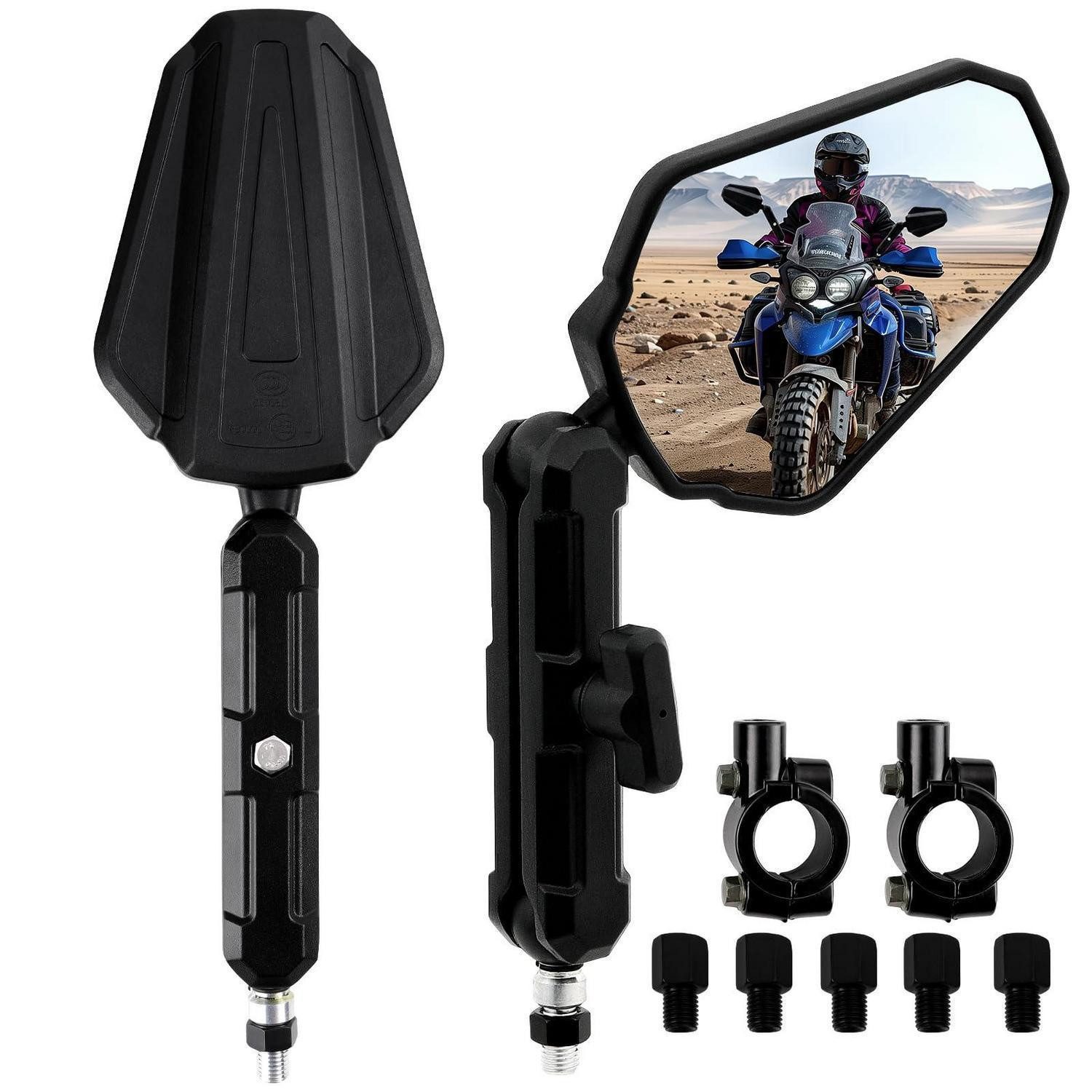 LuxusKollektion Motorradspiegel Motorradspiegel E24 faltbar 360 verstellbar breite Sicht 22mm Lenker (1-St)