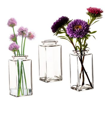 BigDean Tischvase 12x Blumenvase eckig 9x4 cm kleine Vase für Tischdeko