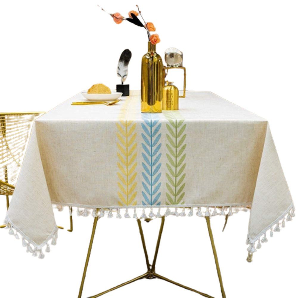 FELIXLEO Tischdecke Tischdecken Küchentischabdeckung Abwaschbar 140*180cm Quadratisch
