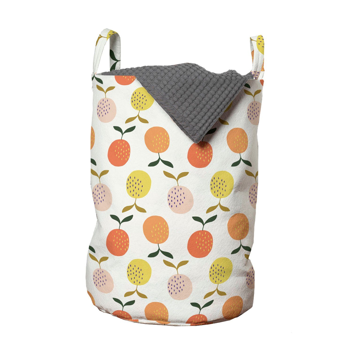 Abakuhaus Wäschesäckchen Wäschekorb mit Griffen Kordelzugverschluss für Waschsalons, Obst Multicolor Orangen Kunst