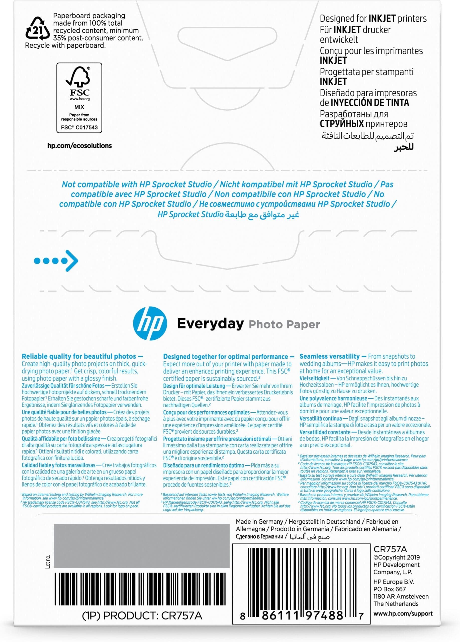 HP HP Everyday-Fotopapier, glänzend - 100 Blatt/10 x Tintenpatrone