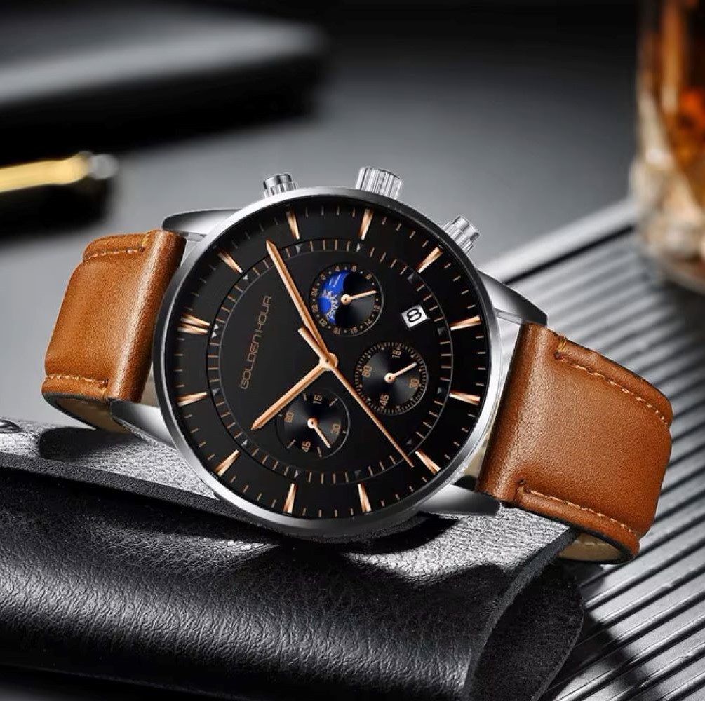 Tidy Quarzuhr Golden Hour Luxus Herrenuhr günstig online kaufen