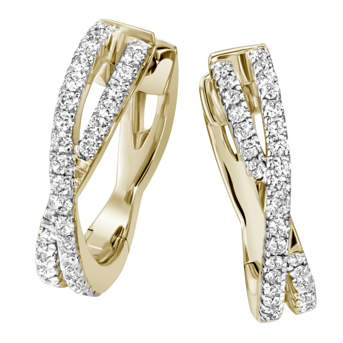 Reflexion Diamonds aus 585/750er Weiß/Gelbgold, Brillanten 0,22ct SI, X-Muster, 13mm, Creolen mit X-Motiv, besetzt mit Brillant