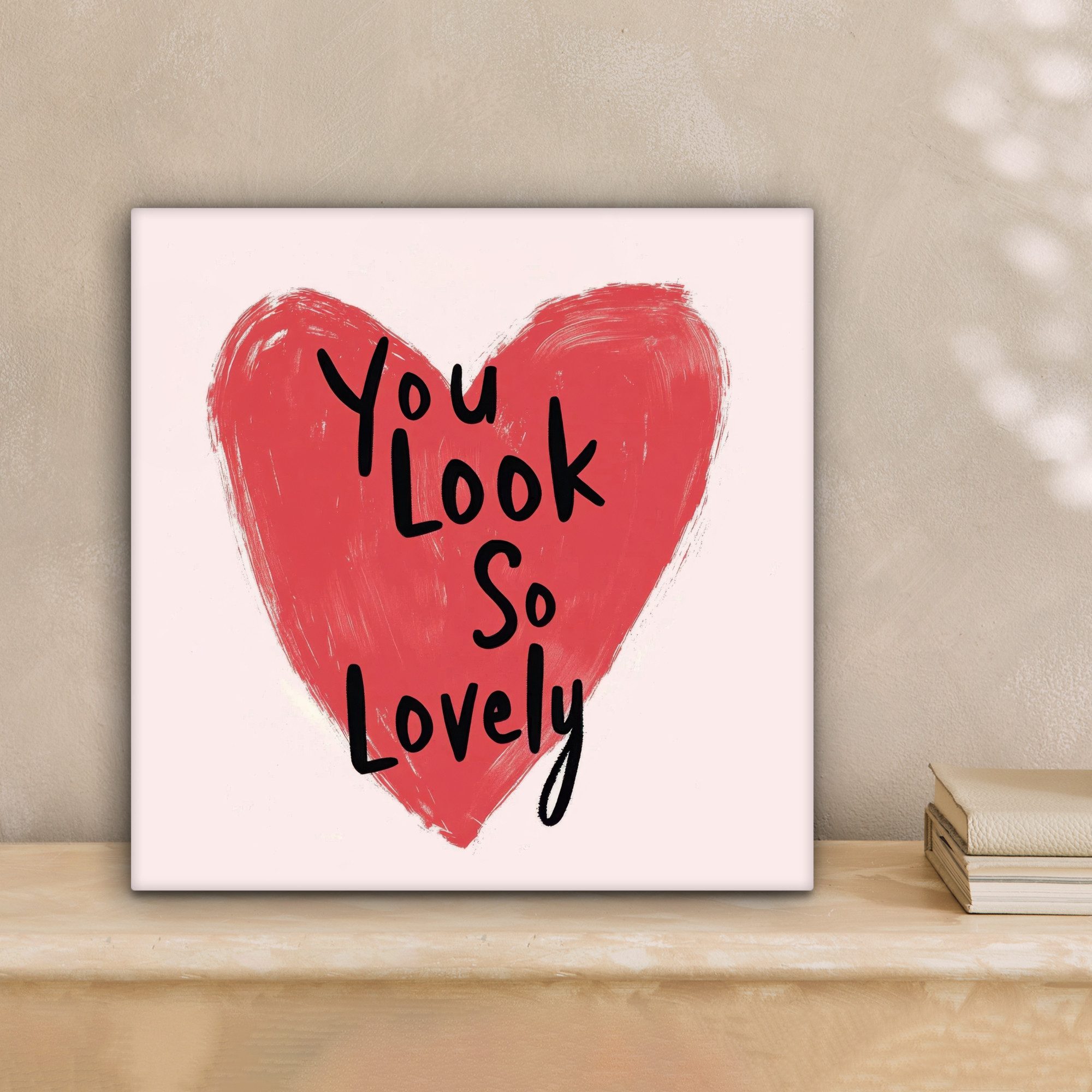 OneMillionCanvasses® Leinwandbild Herz - Rot - Valentinstag, Fotodruck (1 St), Wandbild, Deko Schlafzimmer Wohnzimmer Flur 20x20 cm