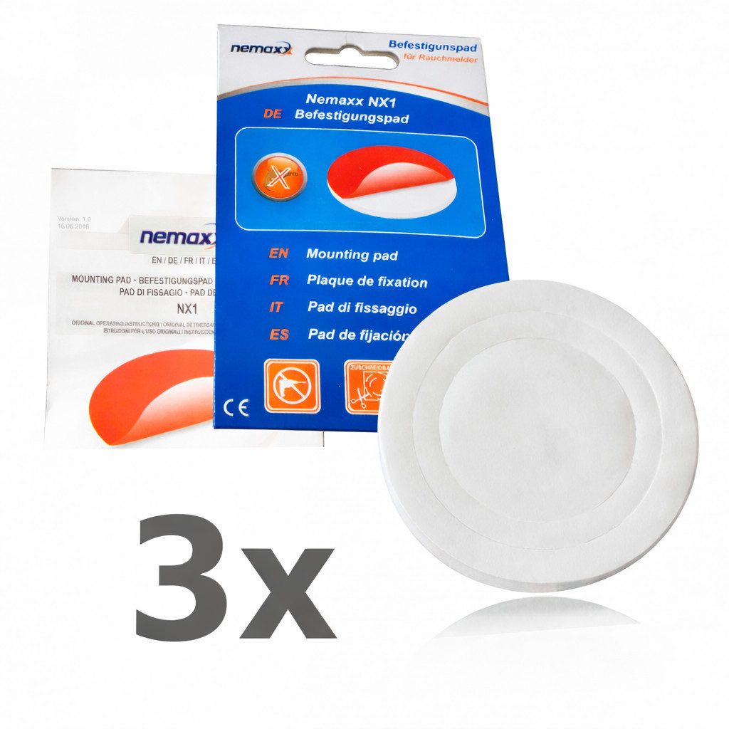 NEMAXX Rauchmelder Befestigungspad Ø 80 mm Original Rauchmelder (Montage ohne Bohren – Decke/Wand – kein Bohrloch nötig)