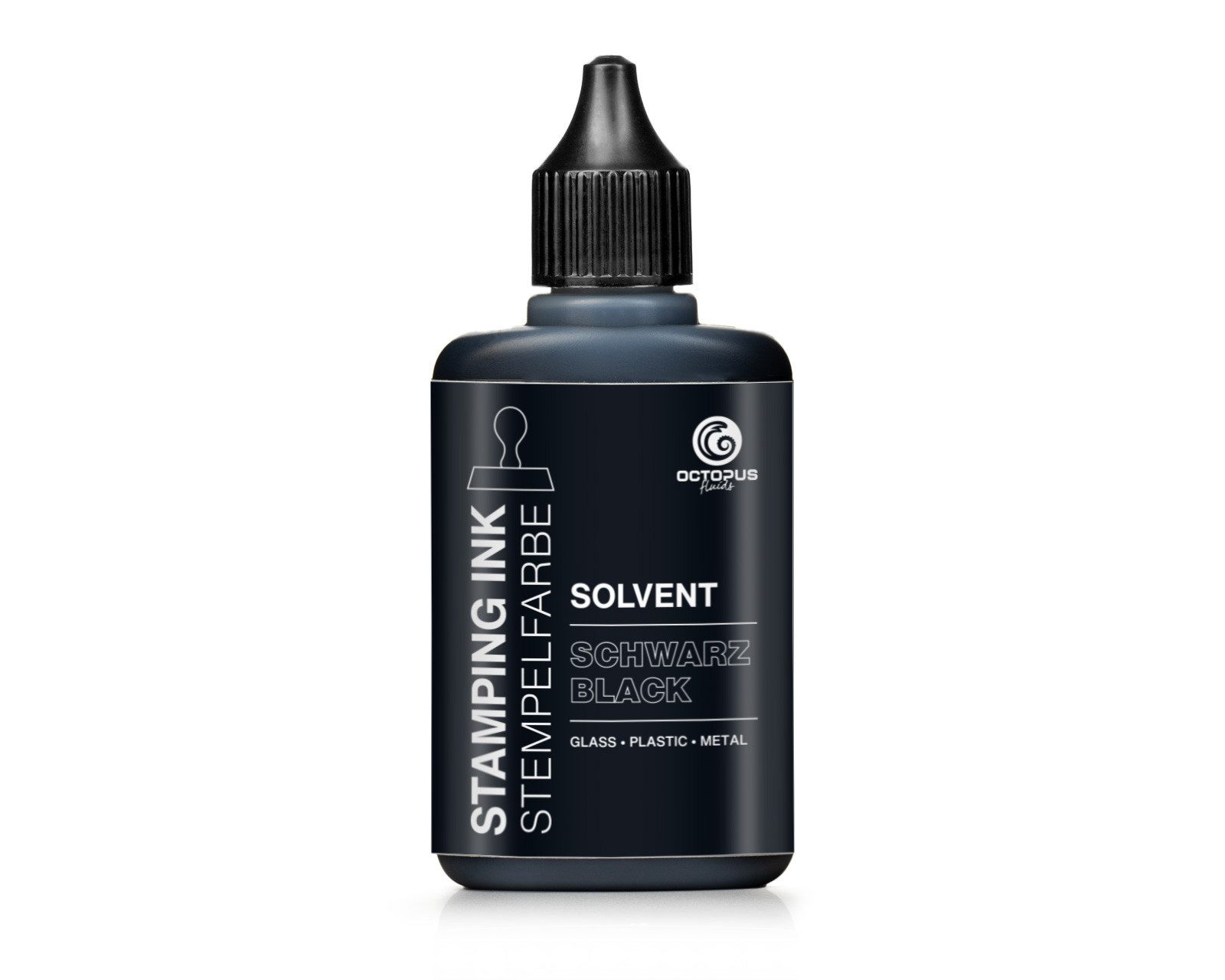 OCTOPUS Fluids Lenizett Solvent Маркиfarbe für glatte Untergründe, schwarz 50ml Маркиkissen (1-tlg., wasserfest)