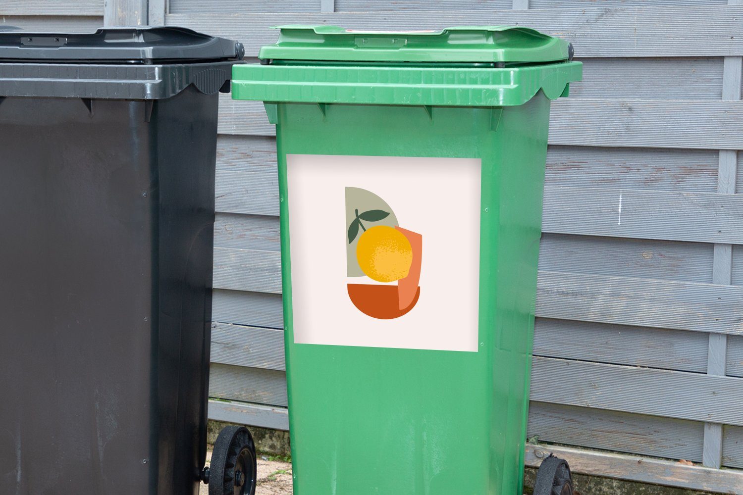 Sticker, MuchoWow (1 St), - Rot Container, Abfalbehälter - Mülltonne, Mülleimer-aufkleber, Grün Wandsticker Zitrone