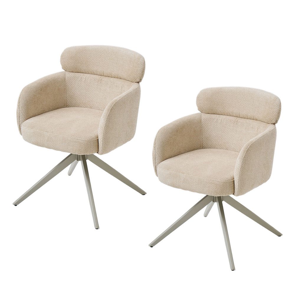 PPkrimnel Drehstuhl Ergonomischer Chenille-Schalenstuhl mit Armlehnen (2 St), 360° drehbarer Polstersessel für Esszimmer & Wohnzimmer