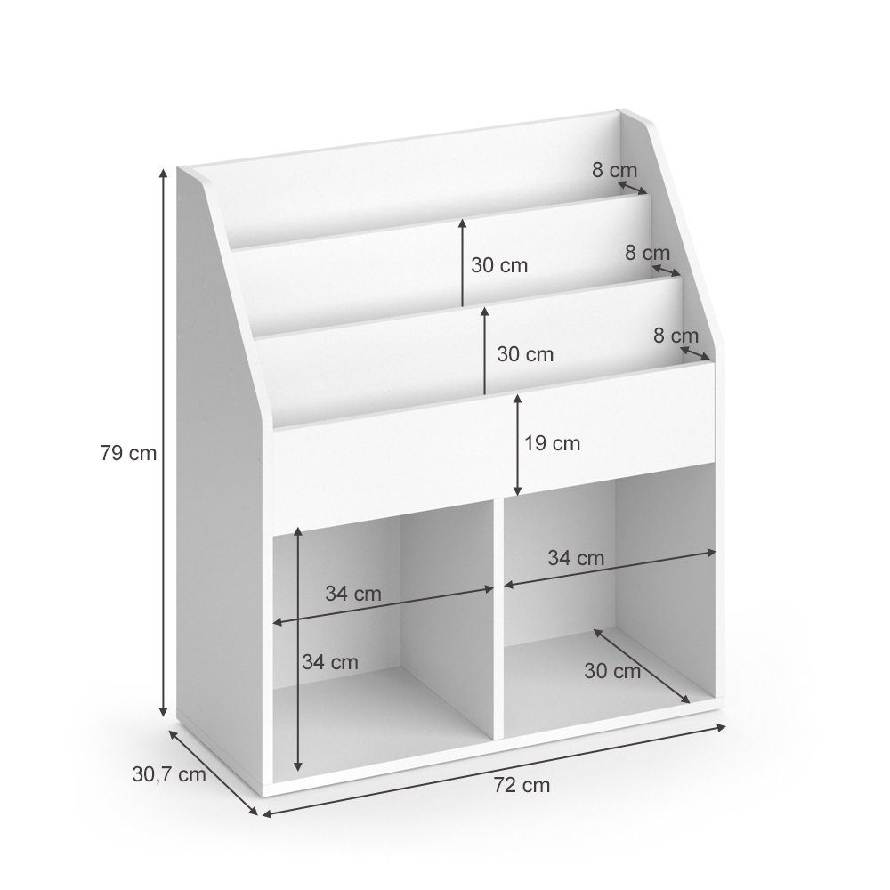 Vicco Bücherregal Luigi, Weiß, 72 x 79 cm Ohne Faltboxen, 1-tlg.