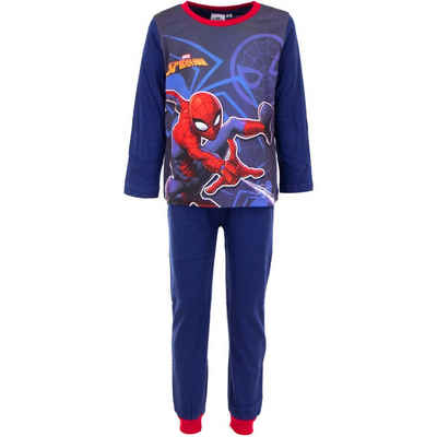 MARVEL Schlafanzug »Spider-Man Kinder Pyjama« Gr. 98 bis 128, Baumwolle, Blau oder Rot