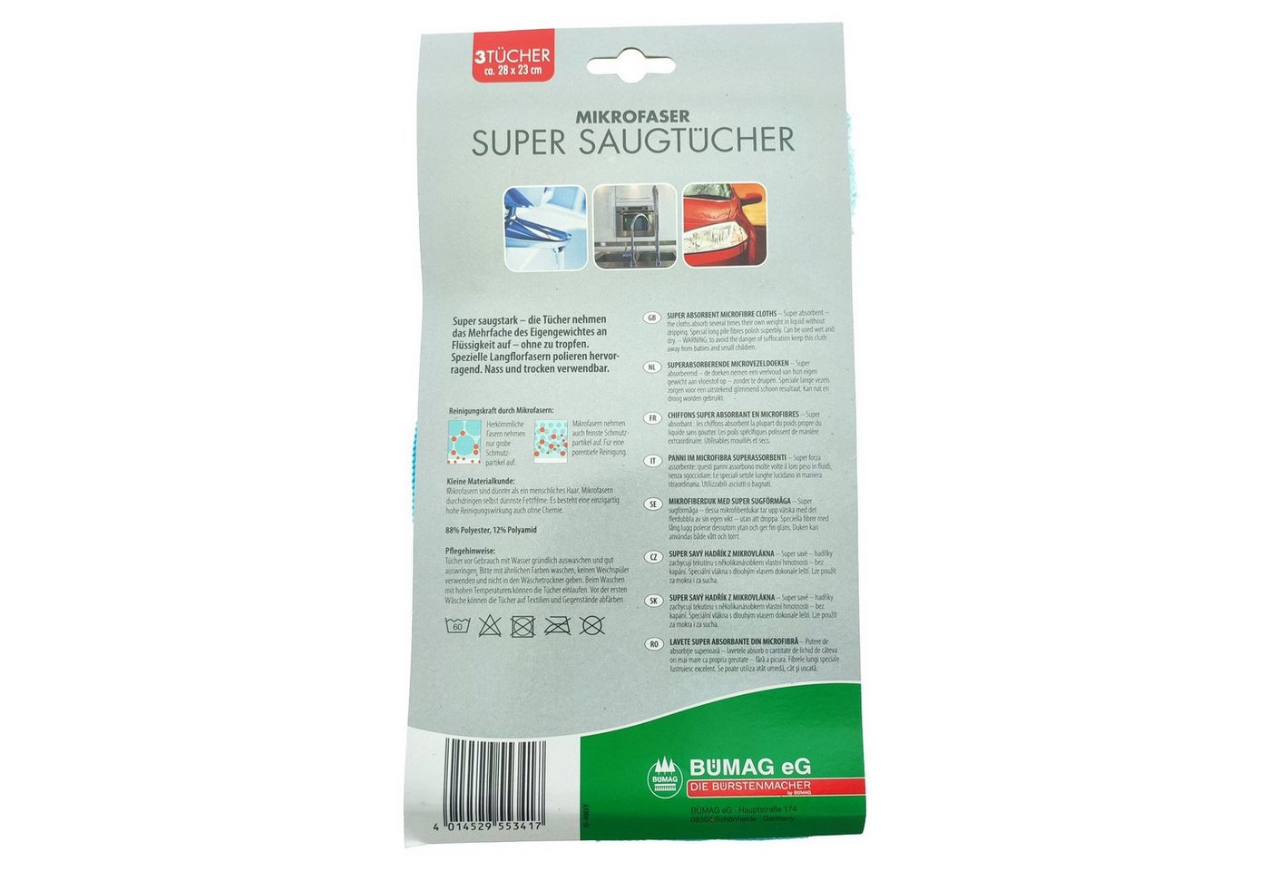 Thumbnail - BÜMAG Mikrofaser Super-Saugtuch, 3 Stück Reinigungstücher (Mikrofaser, 28x23 cm, Set, 3-tlg., Mikrofaser Super-Saugtüche...