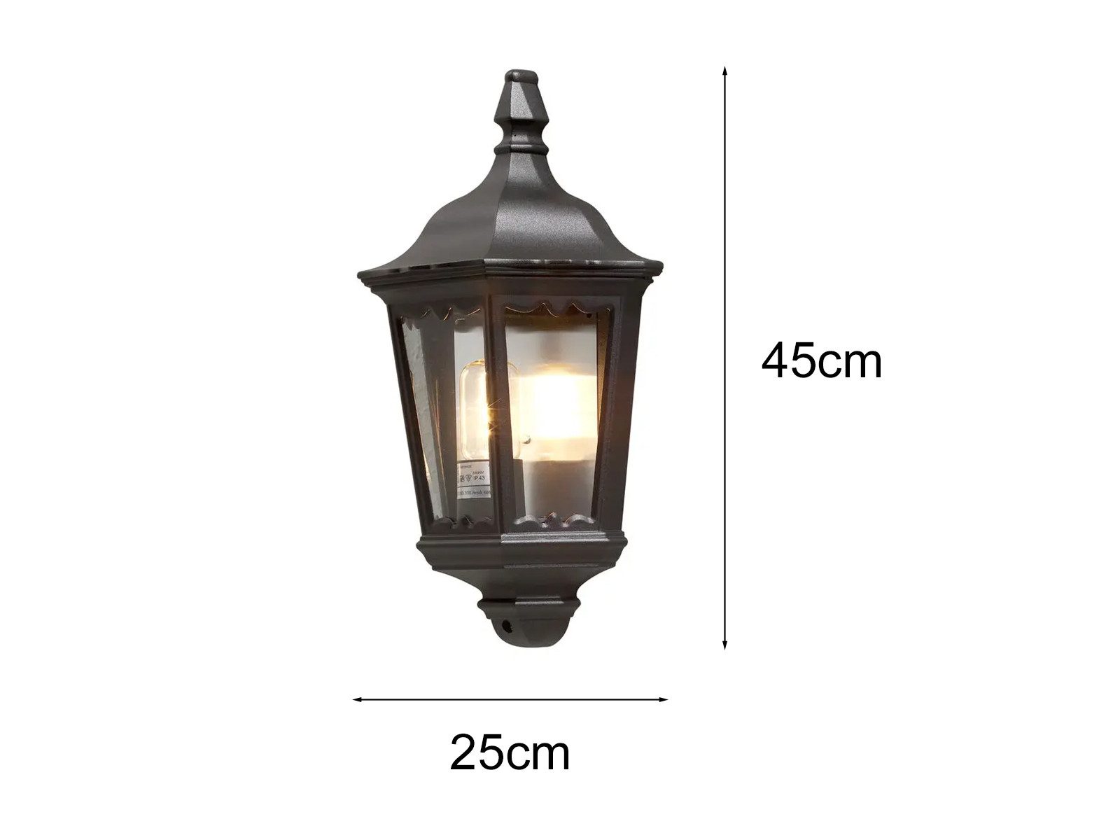 KONSTSMIDE LED Außen-Wandleuchte antike Wand-Laterne, Höhe 44,5cm, LED wechselbar, Warmweiß, Außenleuchte Halbschale zur Fassadenbeleuchtung inkl. E27 Leuchtmit – Bild 4 von 5