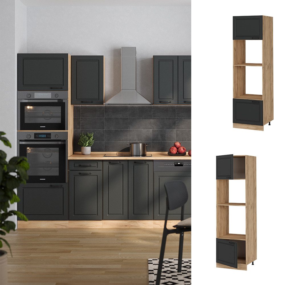 Vicco Mikrowellenumbauschrank R-Line, Anthrazit Landhaus/Goldkraft Eiche, günstig online kaufen