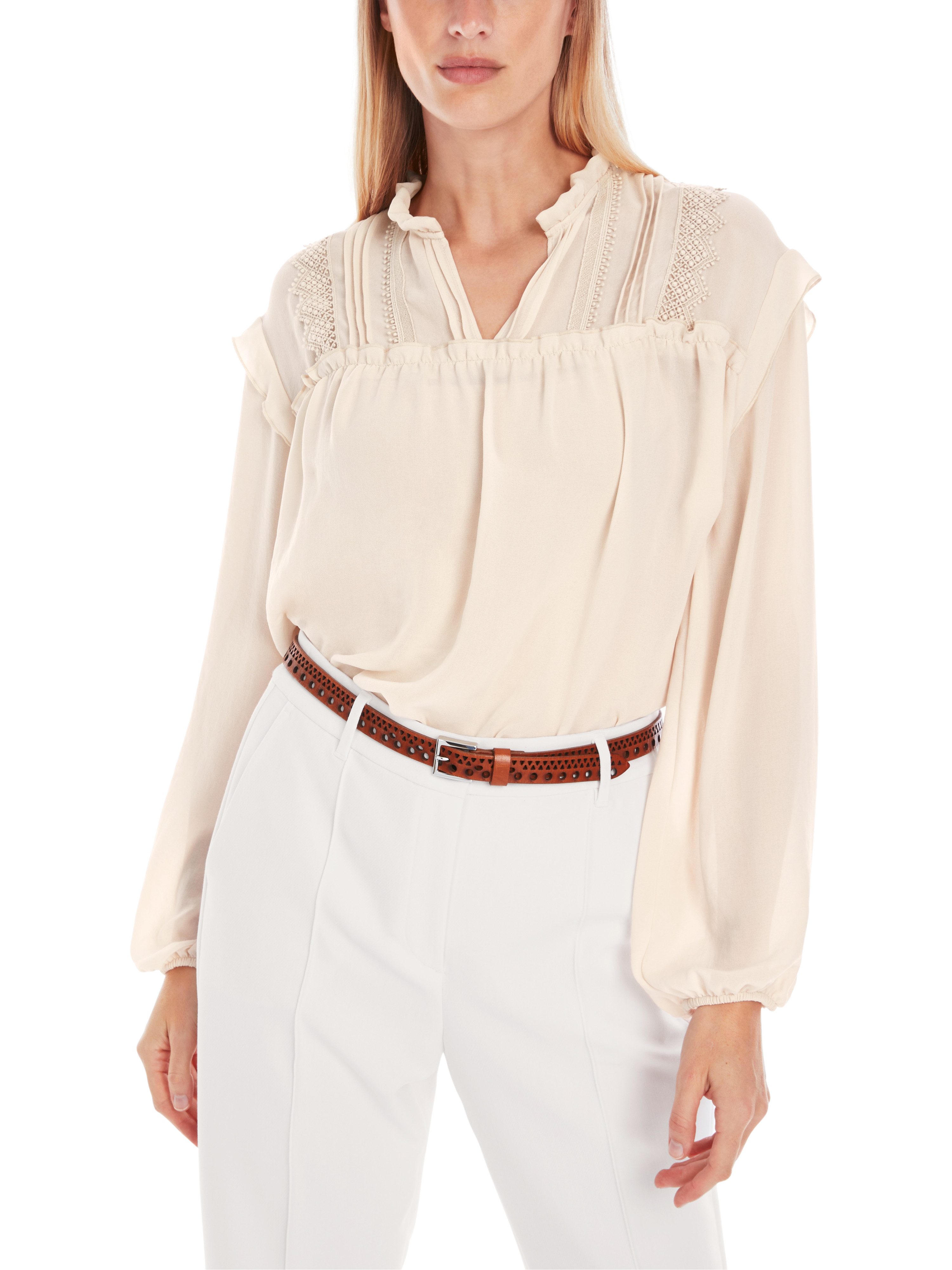 Marc Cain Schlupfbluse "Trip to France" Premium Damenmode Rüschenbluse "Ret günstig online kaufen