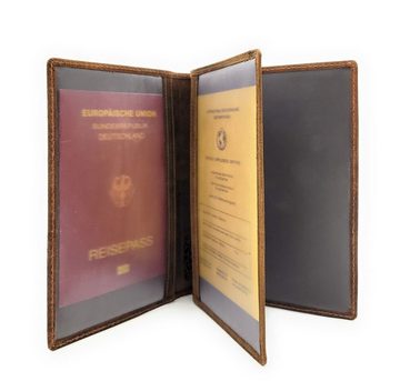 JOCKEY CLUB Brieftasche Quattro Dokumenten Mappe, echt Leder, für Reisepass, Jagdschein, Waffenschein, Angelschein o.ä.