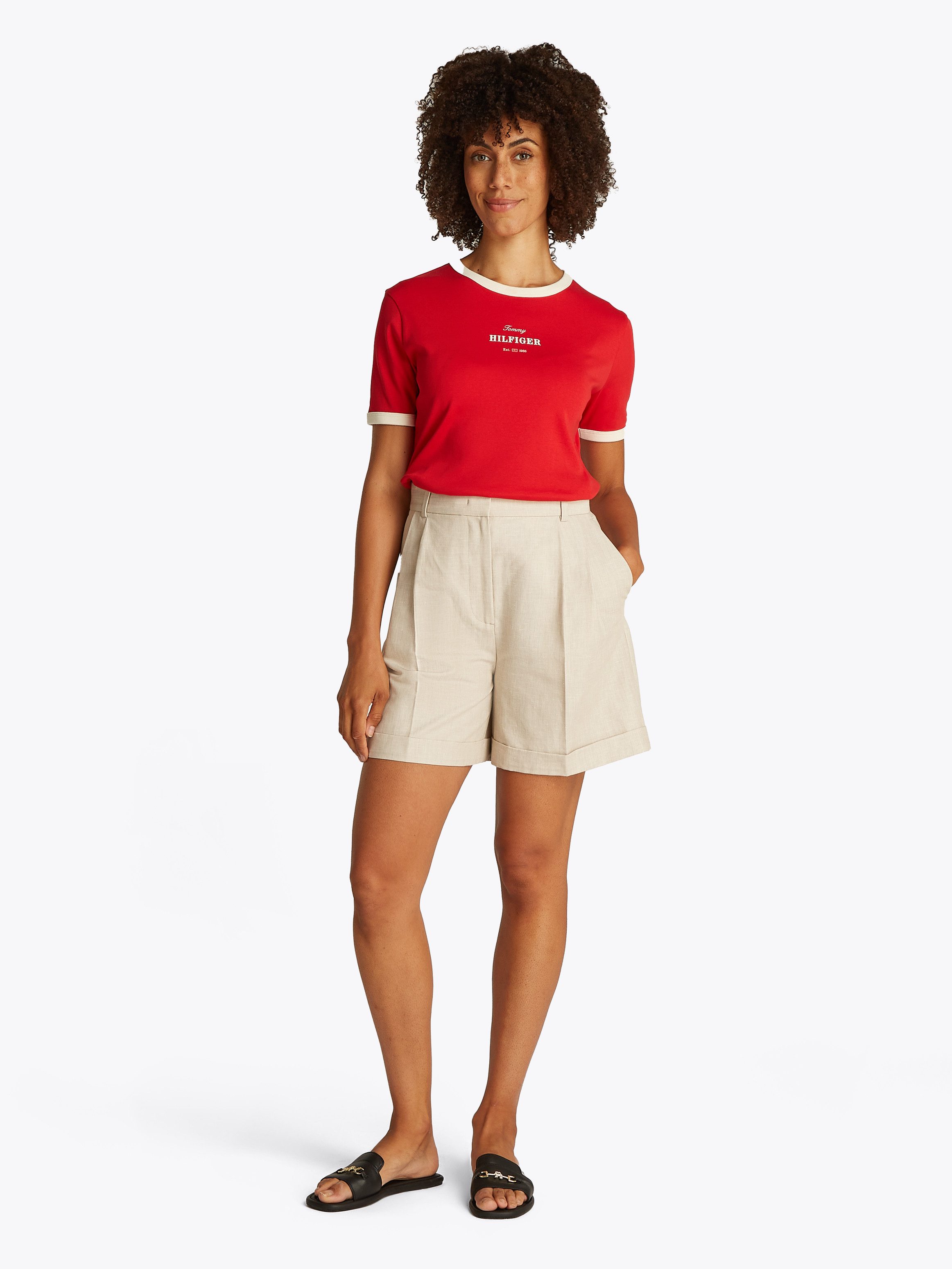 Tommy Hilfiger Shorts LINEN MIX PLEATED SHORT mit Falten,kühlendes Premium Leinen