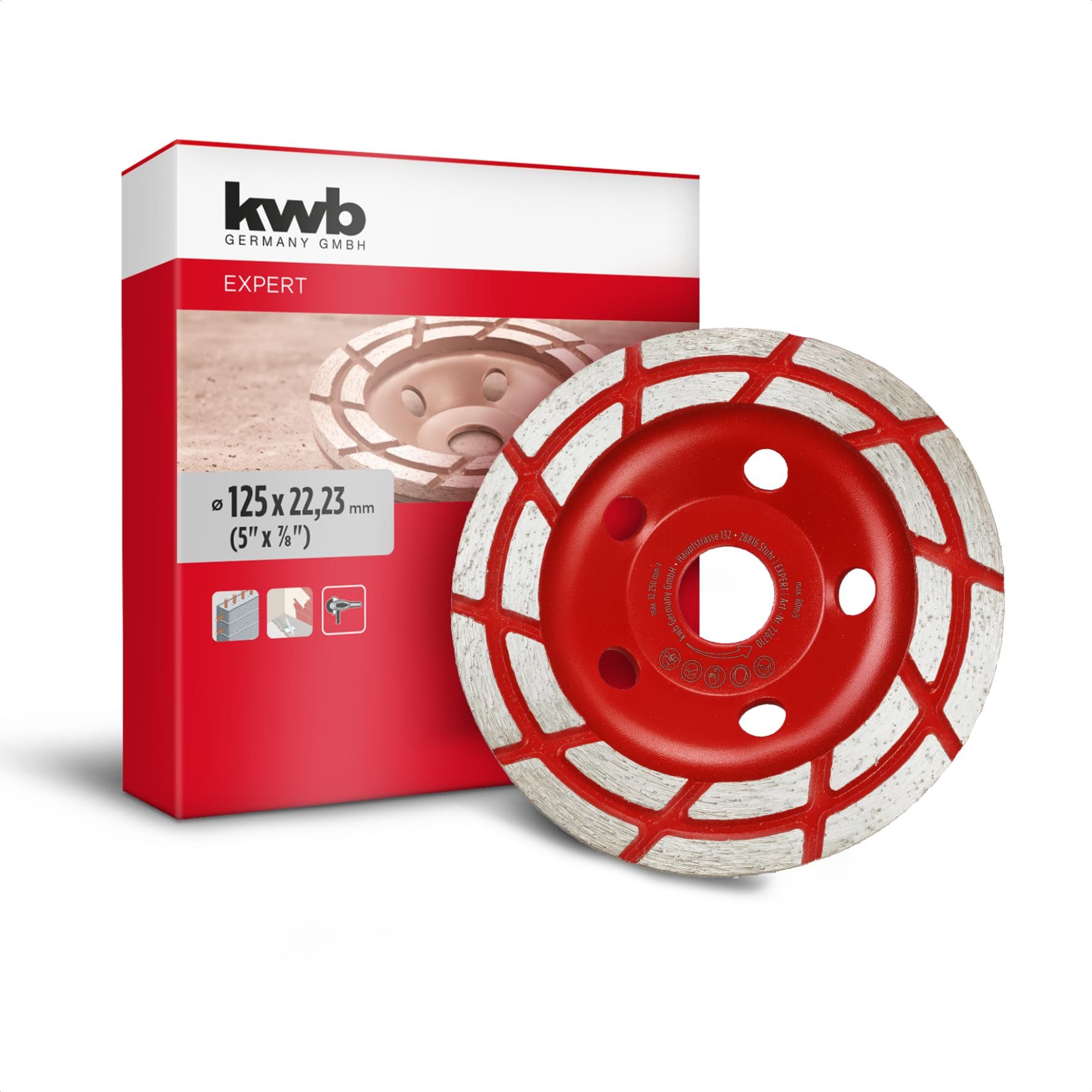 kwb Schleifscheibe kwb Diamant-Schleiftopf, 2-reihig, Ø 125 mm, für Winkelschleifer, (Diamant-Schleiftopf)