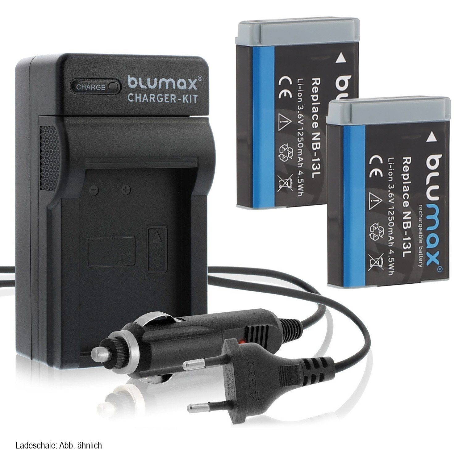 Blumax Set mit Lader für Canon NB-13L PowerShot 1250 mAh Kamera-Akku