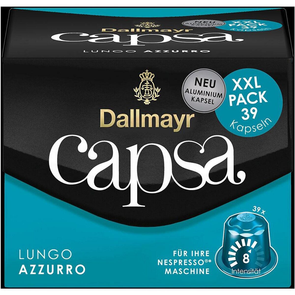 DALLMAYR Kaffee capsa Lungo Azzurro XXL, 39 Kapseln