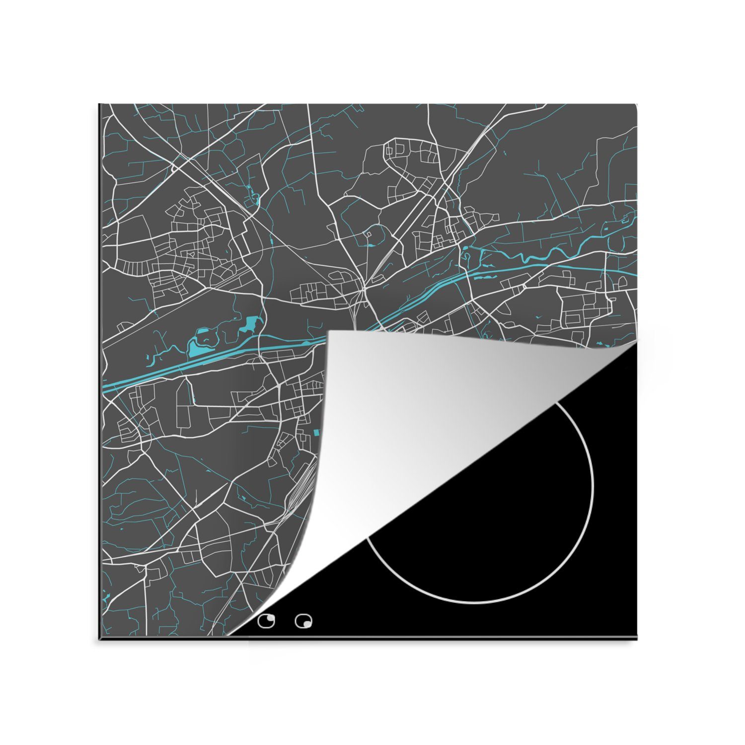MuchoWow Herdblende-/Abdeckplatte Stadtplan - Hamm - Deutschland - Karte, Vinyl, (1 tlg), 78x78 cm, Ceranfeldabdeckung, Arbeitsplatte für küche